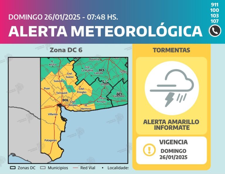 HOY : Alerta Amarilla por tormentas