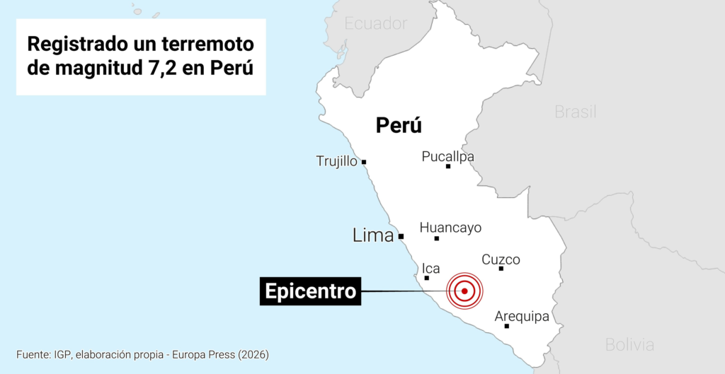 Un sismo de 7.2 sacudió varias localidades de Perú